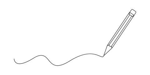 Poster - Pencil vector illustration with continuous single line drawing isolated on white background vector illustration