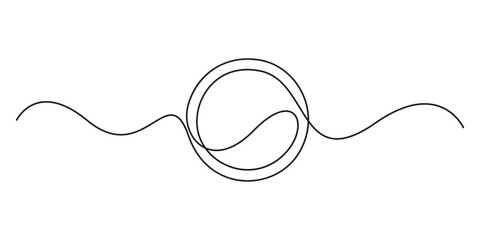 Poster - One line circle stroke, Hand drawn circle frame on white background. Single line drawing vector illustration, Continuous one line drawing of scribble black circle. Round frame vector illustration
