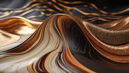 Poster - Fluid art backdrop featuring dark golden and copper hues.