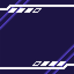 Poster - Futuristic Blue Glowing Lines, Pixel Art Style Frame Background, Dark Colored
