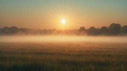Poster - Sunrise illuminating summer landscape. Natural composition.