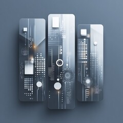 Fototapete - Abstract Technological Composition with Geometric Shapes and Circuitry Aesthetics