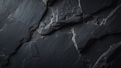 Poster - Gray and black slate stone surface with textured abstract background