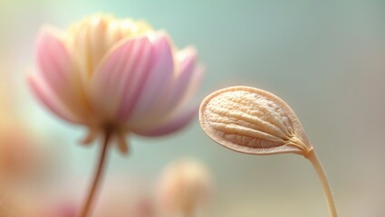 Poster - Background of an abstract flower bloom. A close-up image of a seed. Soft focus vintage aesthetic