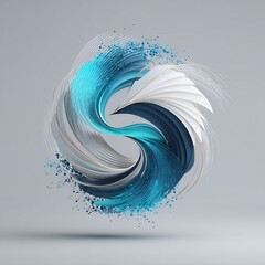 Poster - Abstract swirling pattern showcasing flowing curves in blue and white shades