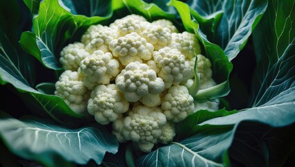 Poster - Fresh organic cauliflower. Zoomed in.