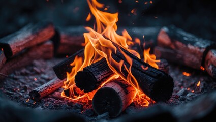 Poster - A detailed view of a bonfire flame.