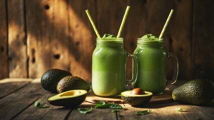 Aufkleber - Avocado and spinach smoothie drinks