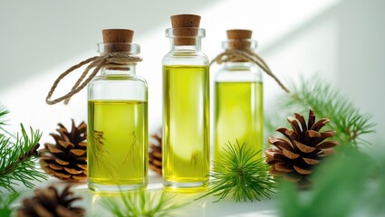 Aufkleber - Eco-friendly cosmetics, natural products, oil in glass containers. Blank space