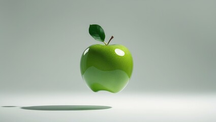 Aufkleber - Isolated green apple in flight with background. Clipping path.