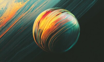 Poster - Abstract sphere, vibrant swirls, dark background, digital art, website banner