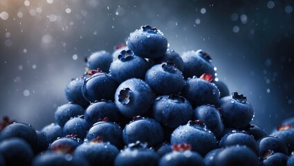 Poster - Blueberry Macro Texture with Fresh Dew on Organic Background