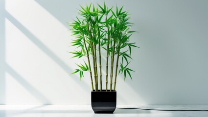Poster - Decorative artificial bamboo branches in a pot for home interiors