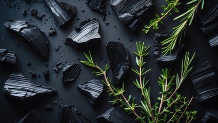 Aufkleber - Close-up of natural charcoal and hardwood textures with abstract smoke and flame motifs