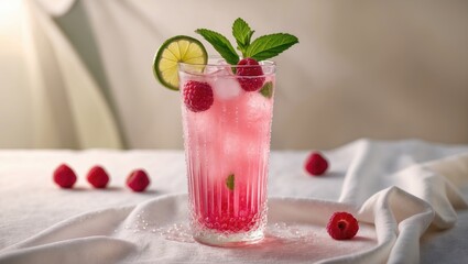 Aufkleber - Italian Soda with Raspberry and Lychee Ready for Refreshment