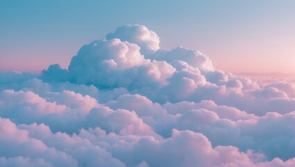 Fototapete - Outdoor surreal cloud pedestal against a blue sky featuring an empty space. Minimalist presentation for beauty cosmetic products in a dreamy summer paradise.
