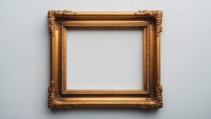 Poster - Blank Antique Gold Brown Wooden Rectangle Frame for Paint, Mirror, or Photo Display