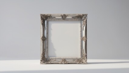 Poster - Classical silver picture frame with decorative edge background
