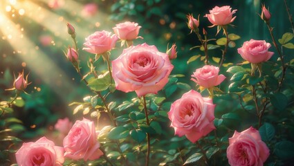 Aufkleber - Stunning pink Rose flourishing in the garden.