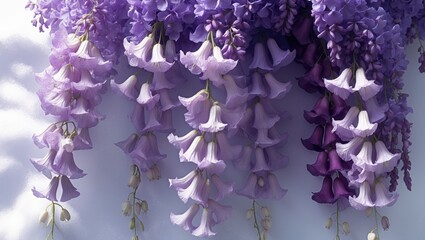 Aufkleber - Close-up of purple wisteria bloom from Chinese garden on white background