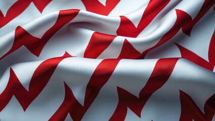 Poster - Fabric with a red chevron and zigzag pattern on white background