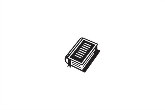 book silhouette with a simple, understated design set against a white background