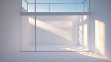 Poster - Bright room with glass windows reflecting sunlight on the walls