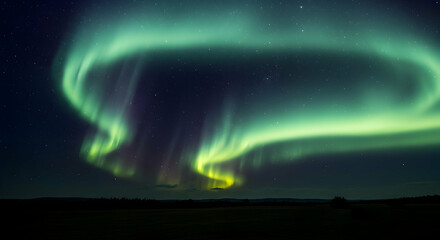 aurora borealis, northern lights, aurora, aurora borealis over silhouetted landscape