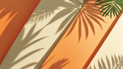 Poster - Pastel paper layout with exotic plant shade on a summer backdrop.