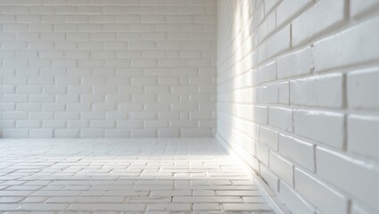 Poster - High-definition white brick wall and flooring