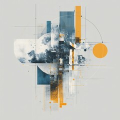 Poster - Abstract architectural composition with geometric forms and textural atmospheric elements