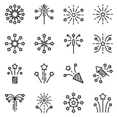 Poster - Starry explosions festive fireworks icons