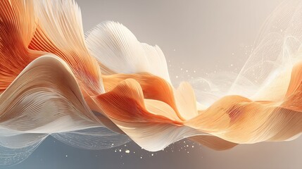 Poster - Abstract depiction of flowing elements in orange and white hues blend seamlessly