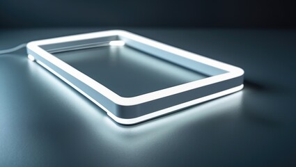 Poster - A stylish white neon light frame in a contemporary style