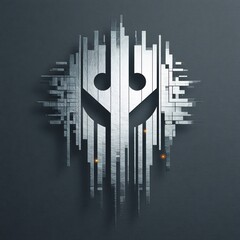 Poster - Abstract geometric face with metallic textures and futuristic composition artwork