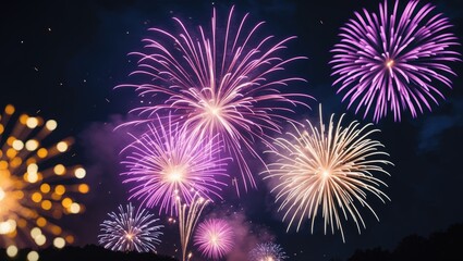 Poster - Colored fireworks abstract backdrop with free text area