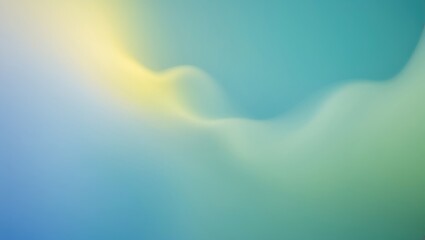 Poster - Pastel neon-themed abstract scene with blue, yellow, and green light, foggy and soft glass textures, emphasizing colorful gradation and mystical ambiance.