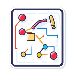 Poster - Abstract Colorful Line Art with Geometric Shapes and Elements