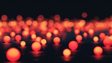 Poster - Crimson and fiery orange bokeh on a dark backdrop, abstract bokeh background, contemporary tech-inspired abstract background.