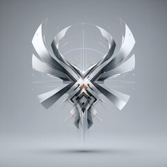 Poster - Geometric Silver Abstraction: Complex Design with Industrial Aesthetic Elements