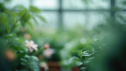 Poster - Modern Interior with Flower Blur and Bright Office Setting