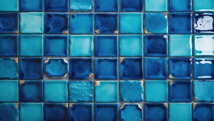 Poster - Background of blue ceramic tiles.