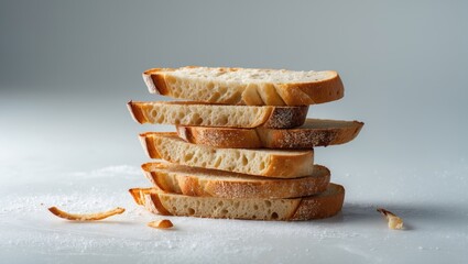 Poster - Freshly Baked Rusk Slices on Plain White Background