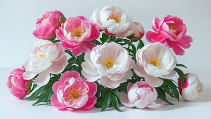 Fototapete - Stunning peony blossom set against a white backdrop