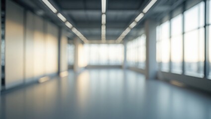 Aufkleber - Blurred office space with windows. Perspective backdrop. Bright room. Blurred industrial environment.