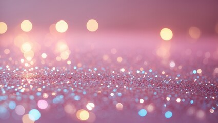 Poster - Background of glitter lights in a pastel style with a defocused effect.