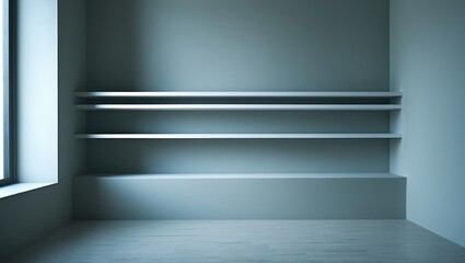 Aufkleber - Two wall-mounted shelves. A modern interior concept.