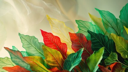 Poster - Vibrant, see-through leaves of the skeleton showcasing a stunning texture