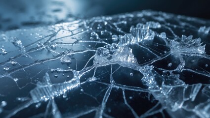 Leinwandbilder - Texture of ice with cracks and bubbles in frozen water