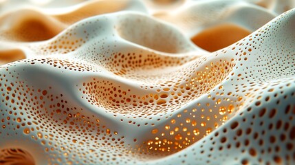 Poster - Abstract porous surface with liquid aesthetic in beige and white tones
